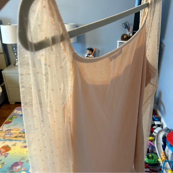 Beige ribbed top sheer sleeve - Picture 5 of 5